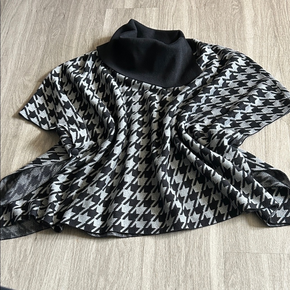 Anne Klein Black and Gray Cowl Neck Sweater